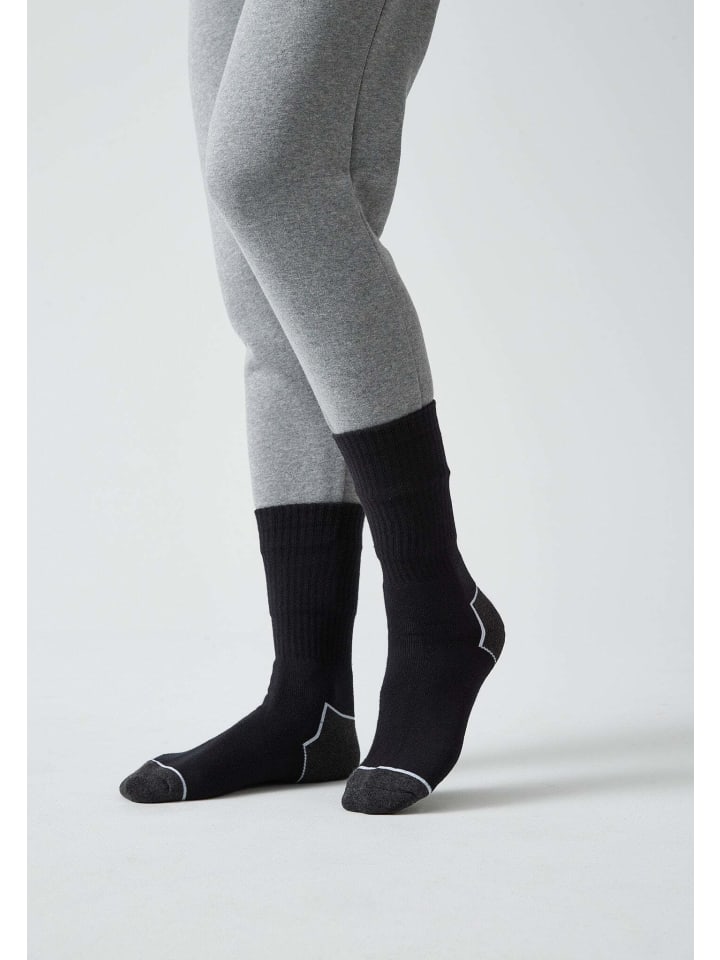 SNOCKS Arbeitssocken aus Bio-Baumwolle 2 Paar in Schwarz/Weiße Akzente günstig kaufen 47-50