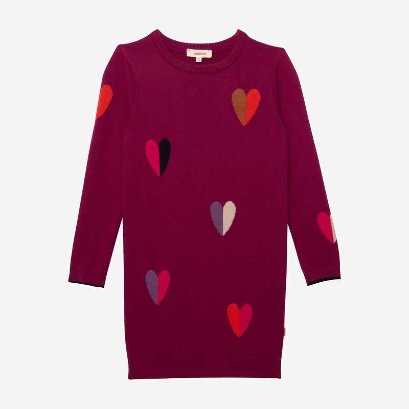 Robe fille jacquard coeurs violette Catimini