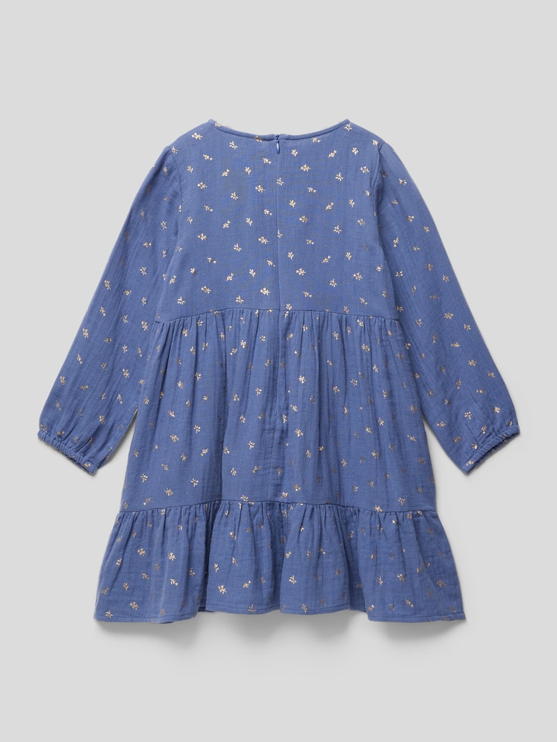 Knielanges Kleid mit Volantsaum in bleu