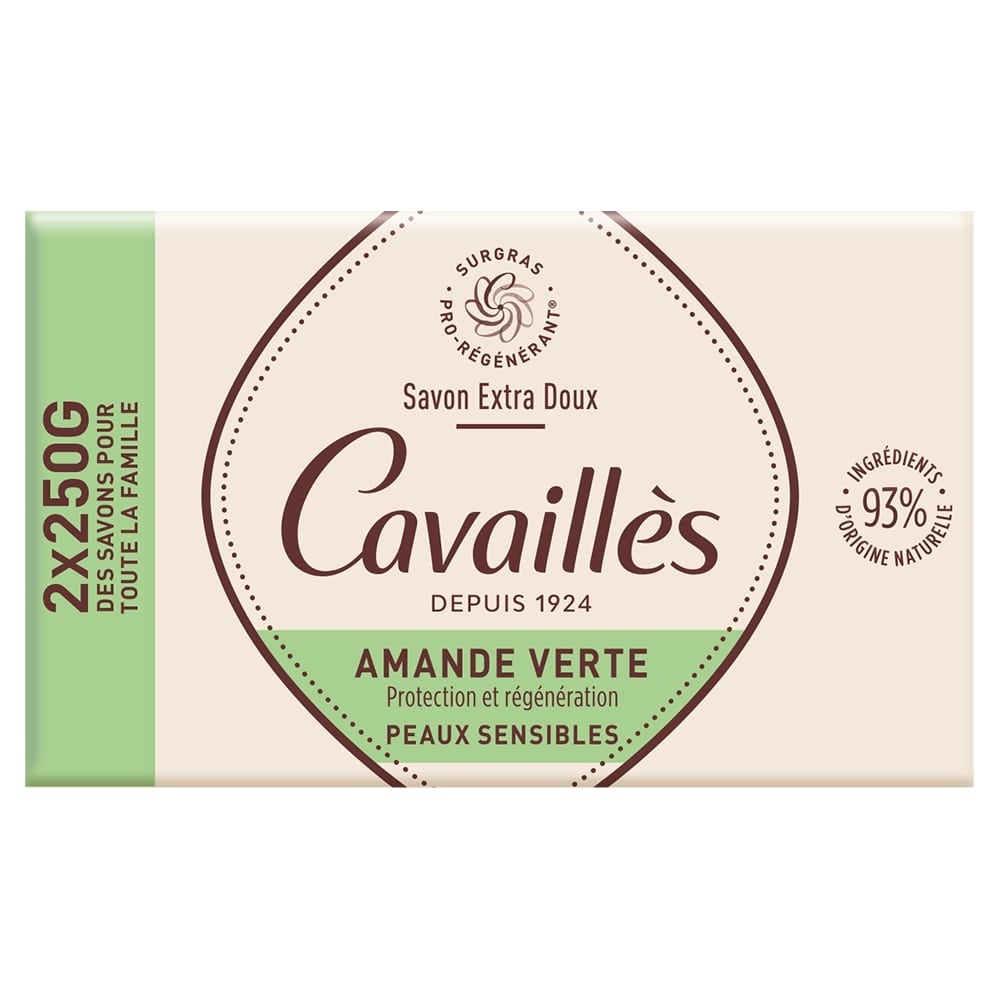 Cavaillès SAVON SURGRAS EXTRA DOUX AMANDE VERTE lot de 2x250gr SAVON