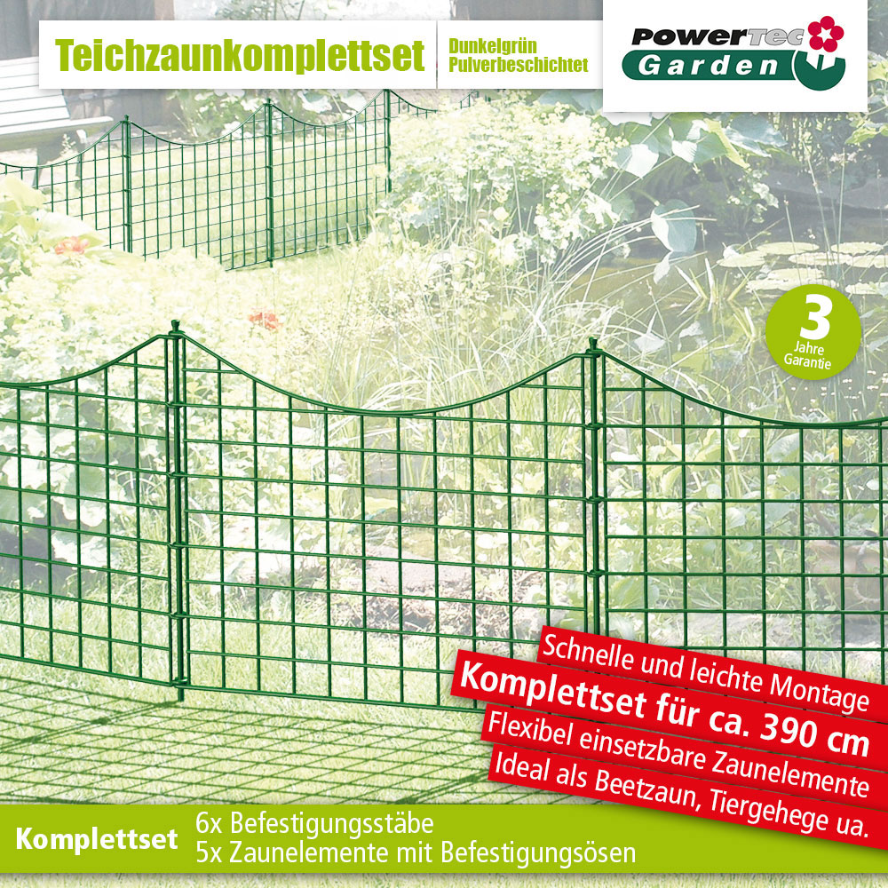 Powertec Garden Teichzaun Unterbogen 11-teiliger Dunkelgrün