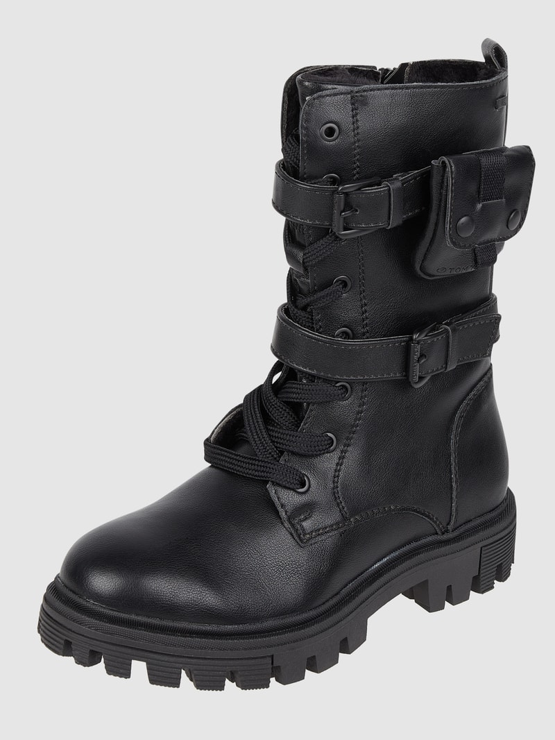 Boots in Leder-Optik in schwarz