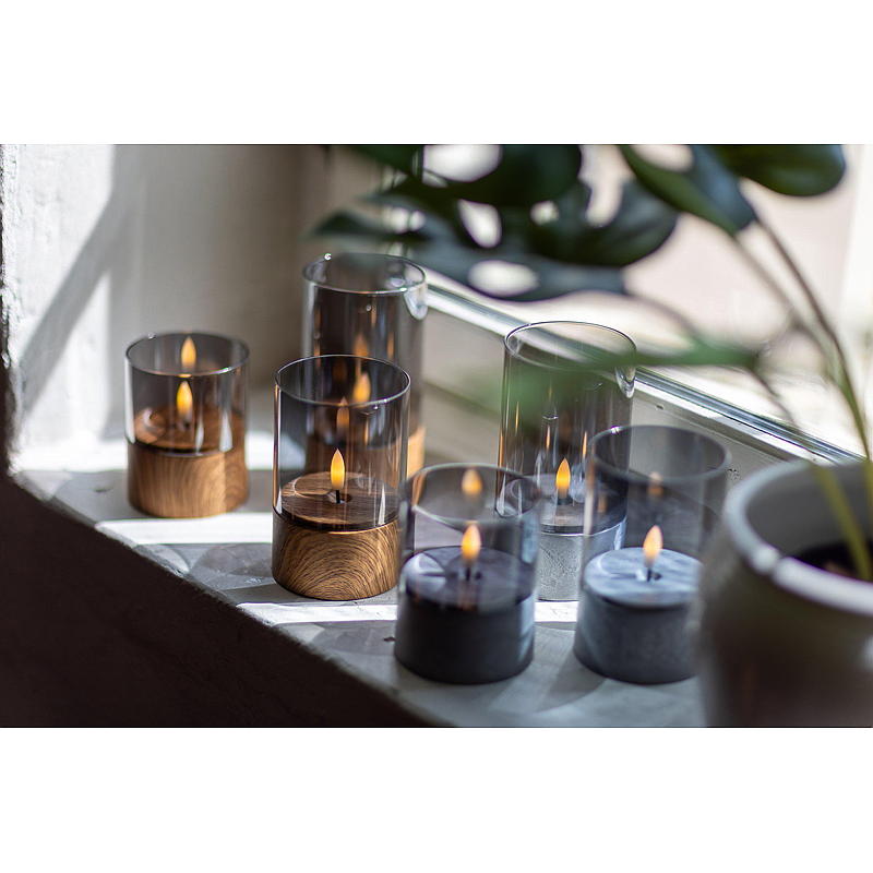 Vie Selected Ledlys 3 stk m/sotet glass Wood Base