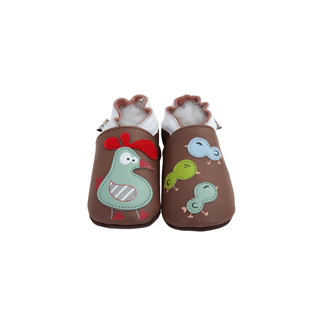 Lait et Miel Poulailler Krabbelschuhe mit Henne und Kücken