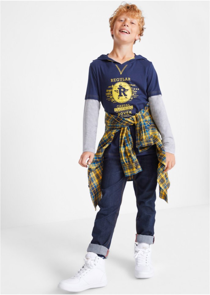Jungen Layershirt mit Kapuze