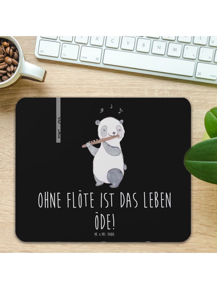 Mr. & Mrs. Panda Mauspad Flöte Leben mit Spruch in Schwarz günstig kaufen onesize