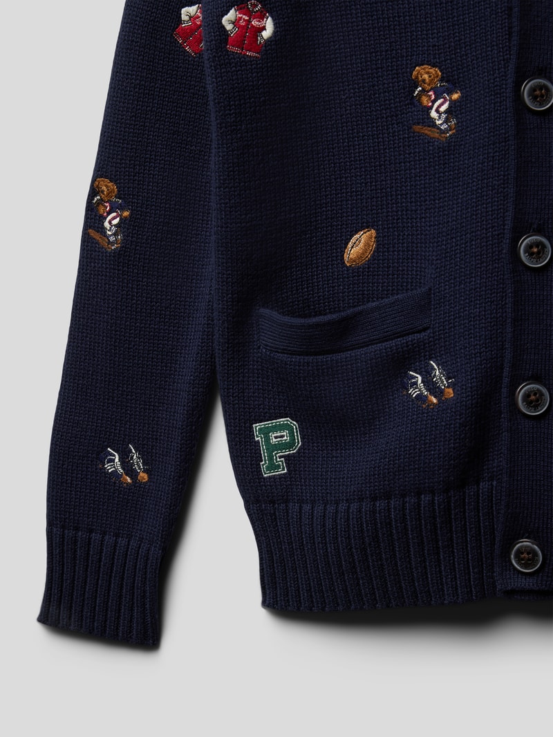 Cardigan mit Allover-Muster in marineblau