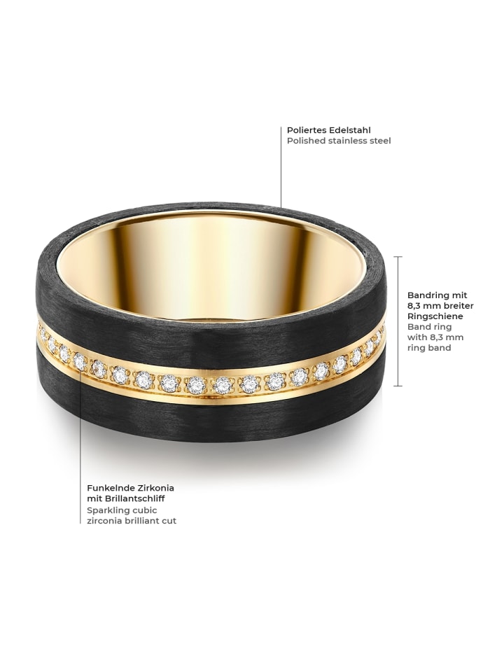 Trilani Ring Edelstahl gelbgold Zirkonia weiß in gelbgold günstig kaufen