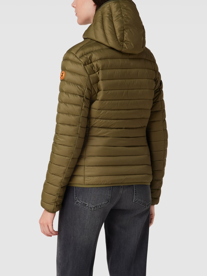 Steppjacke mit Label-Detail Modell 'DIZY' in olivgrün