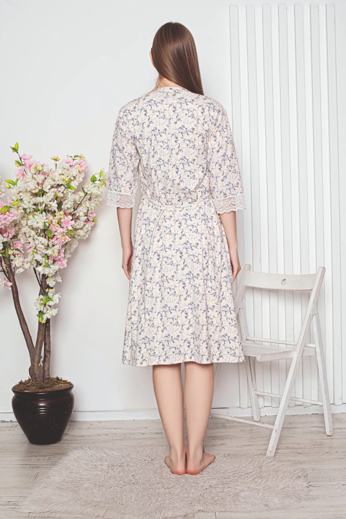 Nicoletta  Umstands-Morgenmantel, Tunika, Doppel-Set, Lycra, Indigo