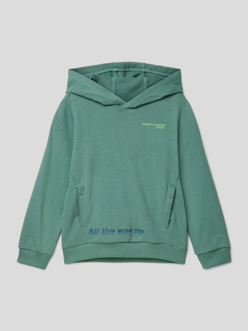Hoodie mit Statement-Print und Eingrifftaschen in schilf