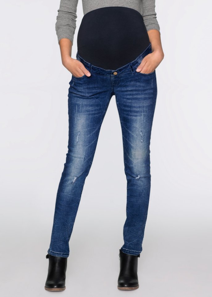 Umstandsjeans im Destroyed-Look Skinny