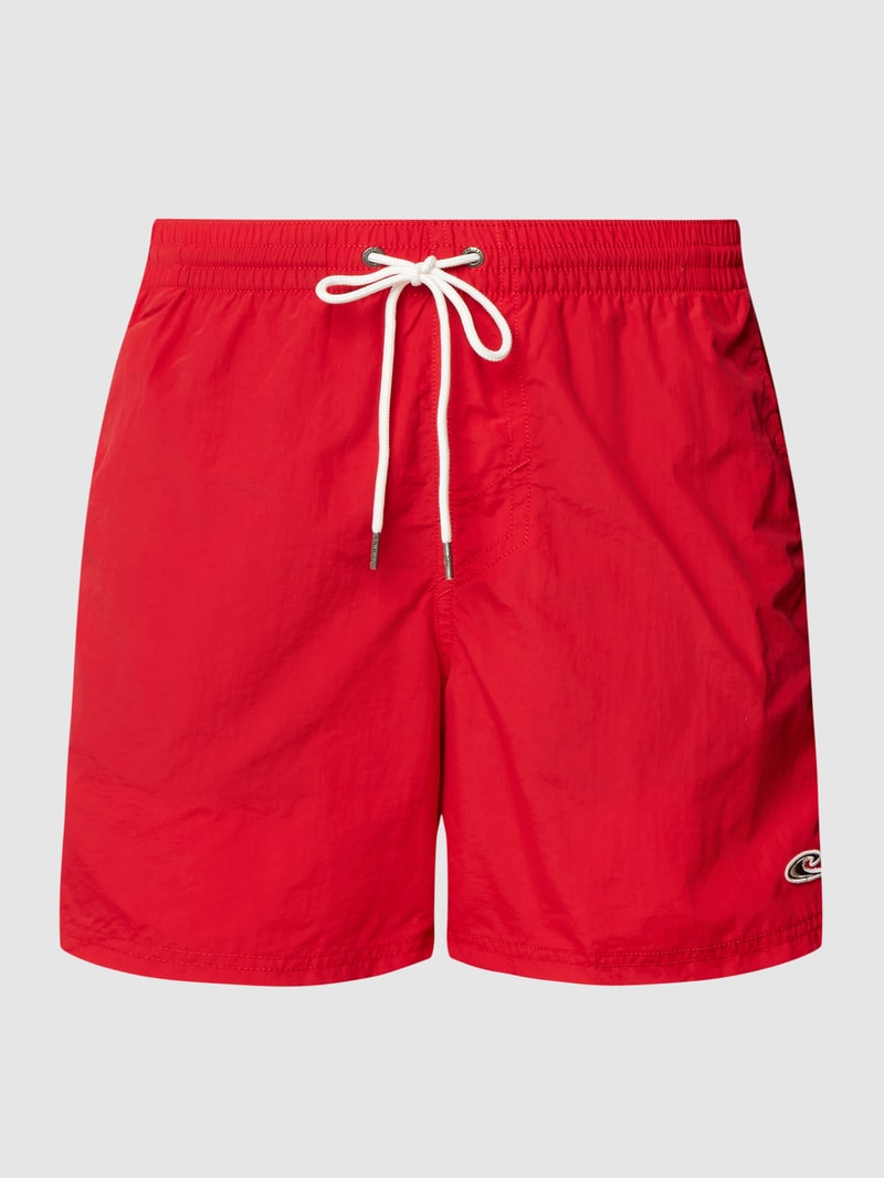 Badehose mit Label-Stitching Modell 'Vert' in rot