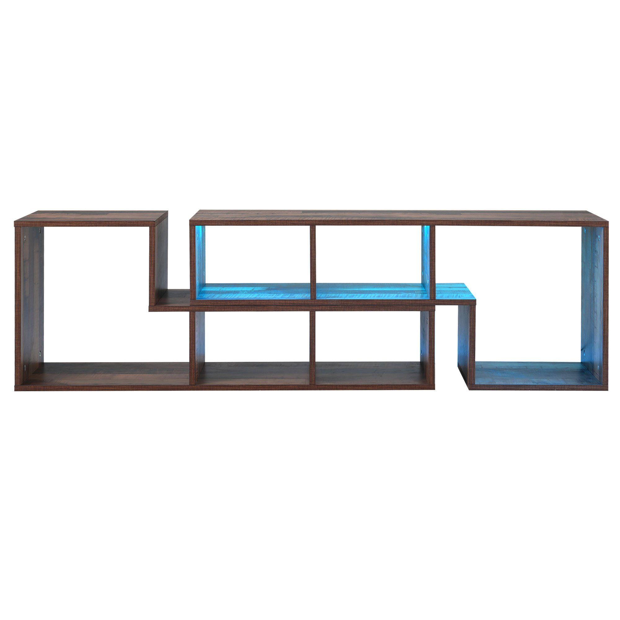 REDOM TV-Schrank Lowboard,verstellbar mit LED-Beleuchtung Bücherregal, TV-Ständer