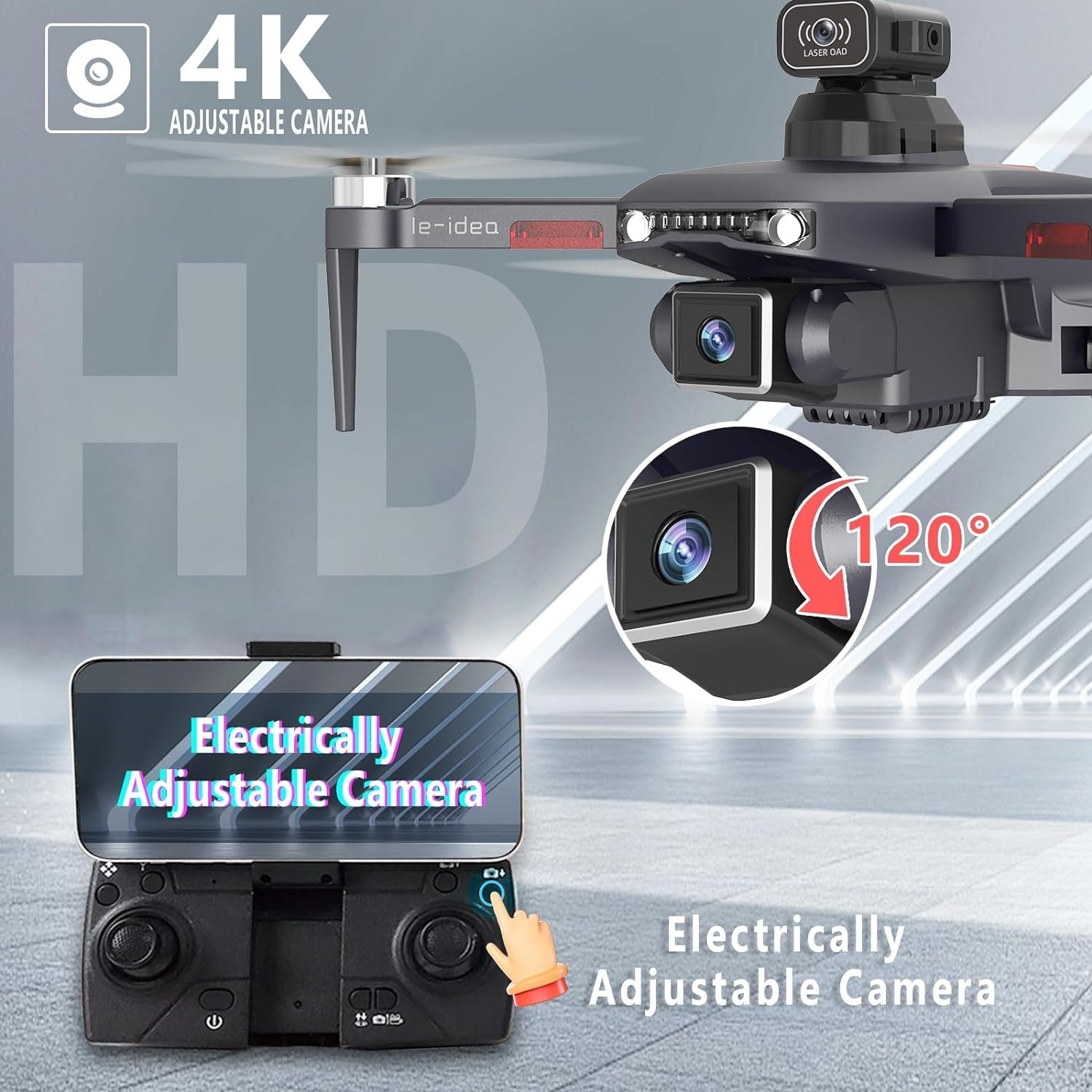 le-idea Drohne (1080P, Flusspositionierung,5 GHz WiFi RC Quadcopter für Anfänger,2 Batterien, Drohne mit Kamera, IDEA31P Professionelle Drohnen mit Bürstenlosem)