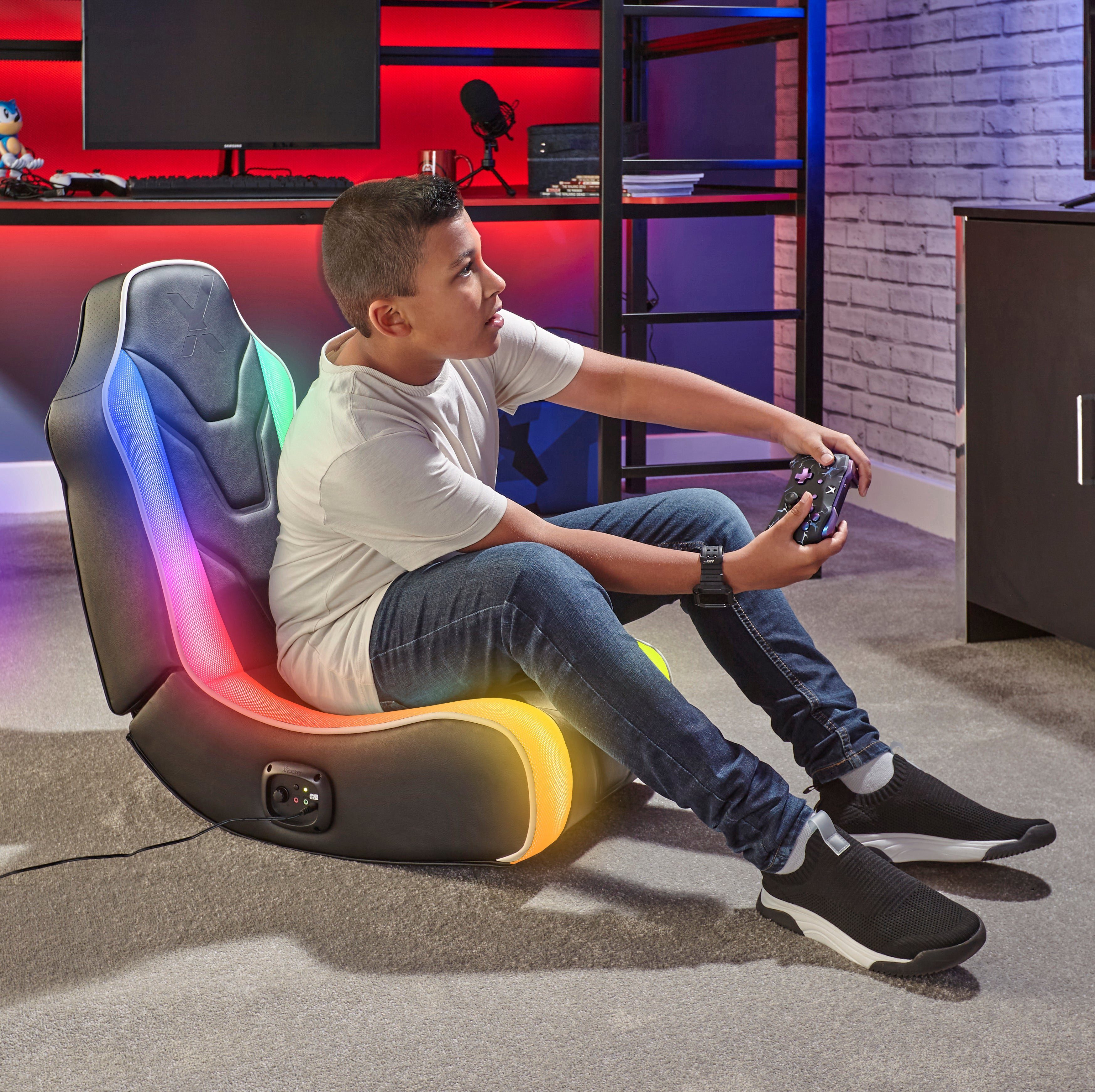 X Rocker Kindersessel Chimera RGB 2.0 Gaming Sessel mit 2.0 Audiosystem & Beleuchtung, für Kinder, für Jugendliche, für Teenager
