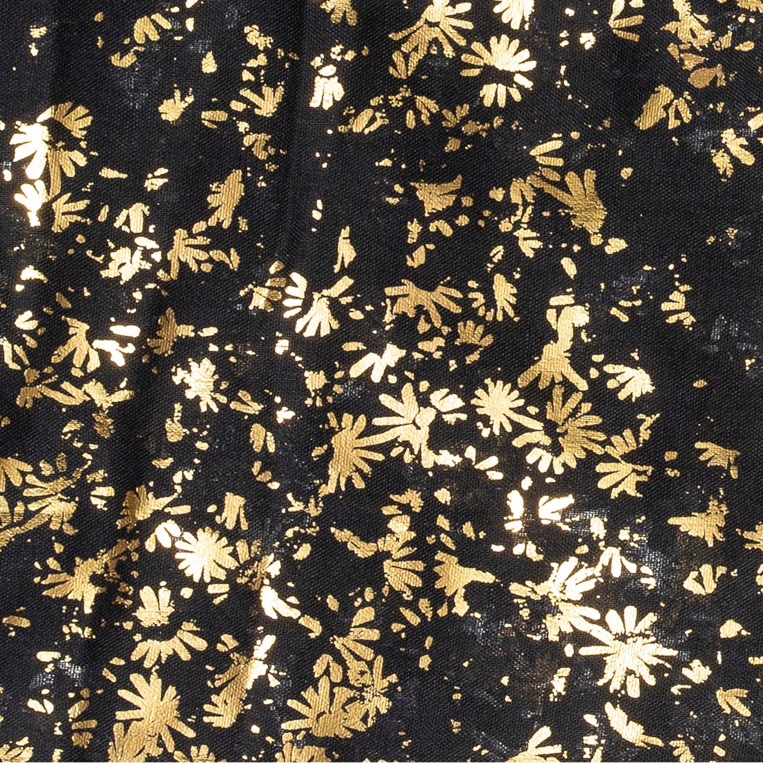 Foulard TEXTO noir à motif floral or