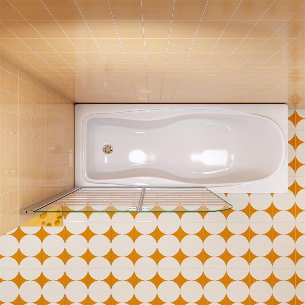 duschspa Badewannenaufsatz Badewannenaufsatz mit weißen Streifen Faltwand auf Badewanne NANO Glas, Einscheibensicherheitsglas, Sicherheitsglas, (Set), Breite 120cm, Höhe 140cm, Glas