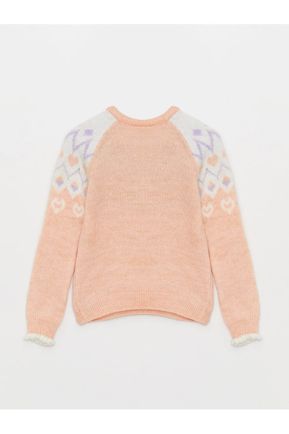 LC Waikiki  Gemusterter Langarm-Strickpullover für Mädchen mit Rundhalsausschnitt