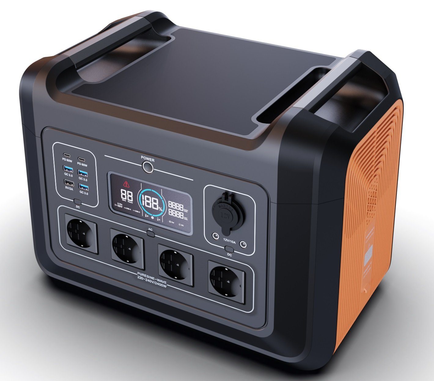 Hyrican UPP-2400, 2400 Watt, 2232 Wh, LiFePO4, tragbarer Akku/Batterie Powerstation 697500 mAh, mobiles Ladezentrum für Not-& Stromversorgung