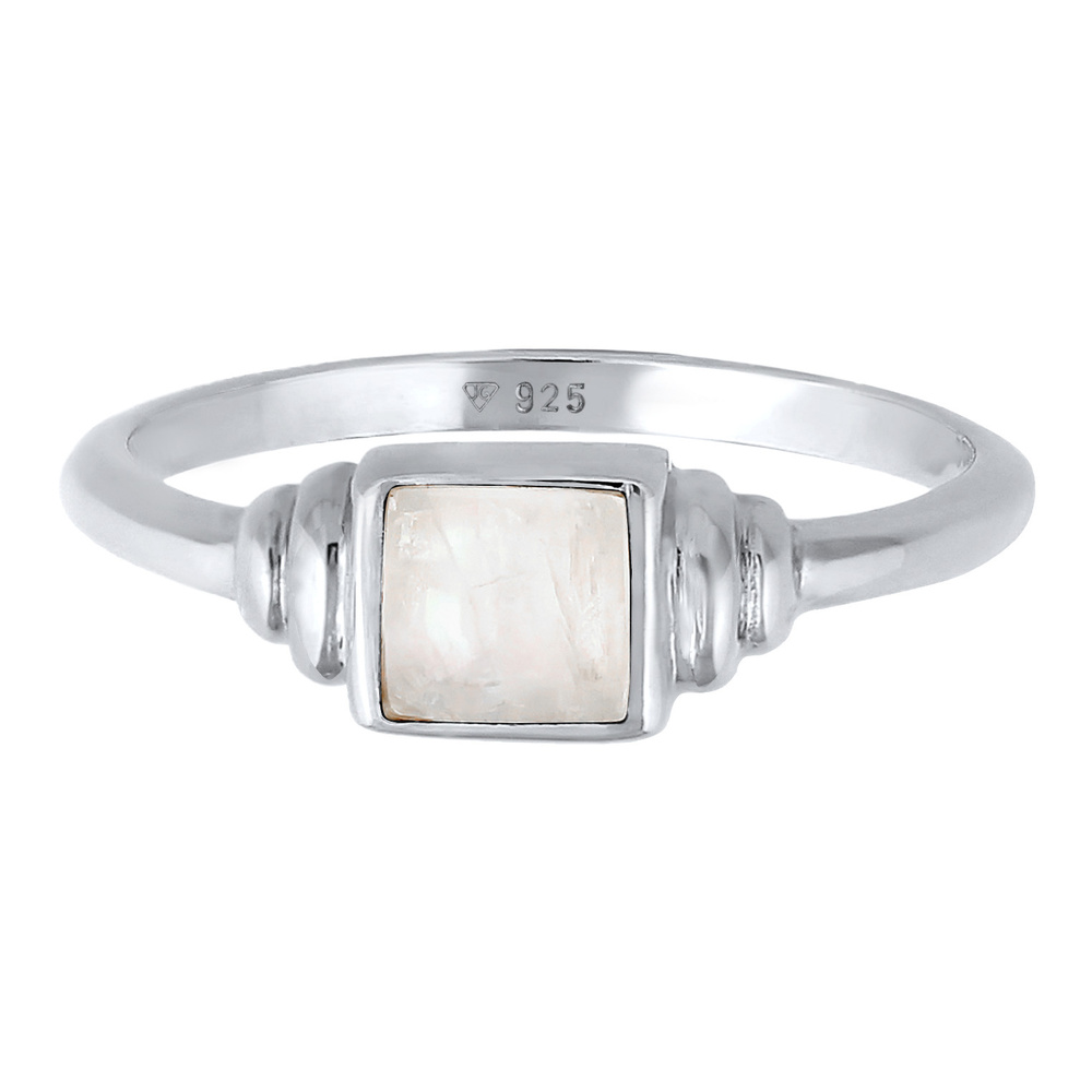 Elli PREMIUM Elli PREMIUM Bague Femmes Carré Vintage avec Pierre de Lune en Argent Sterling 92 Bague