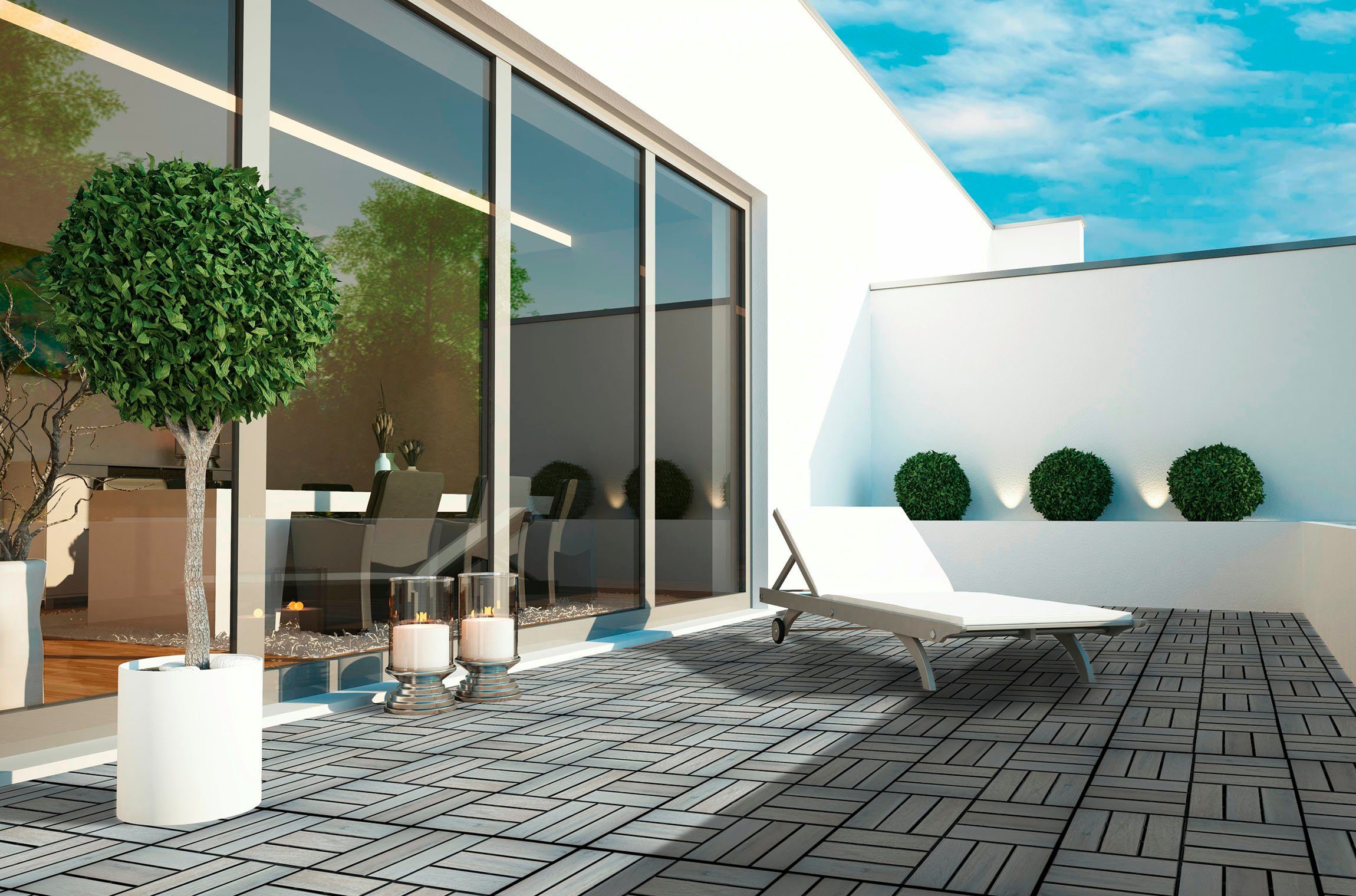 Gartenfreude Holzfliesen, Set, 10 St., 0,9 m², Akazienholz, wetterfest, mit Klickfunktion