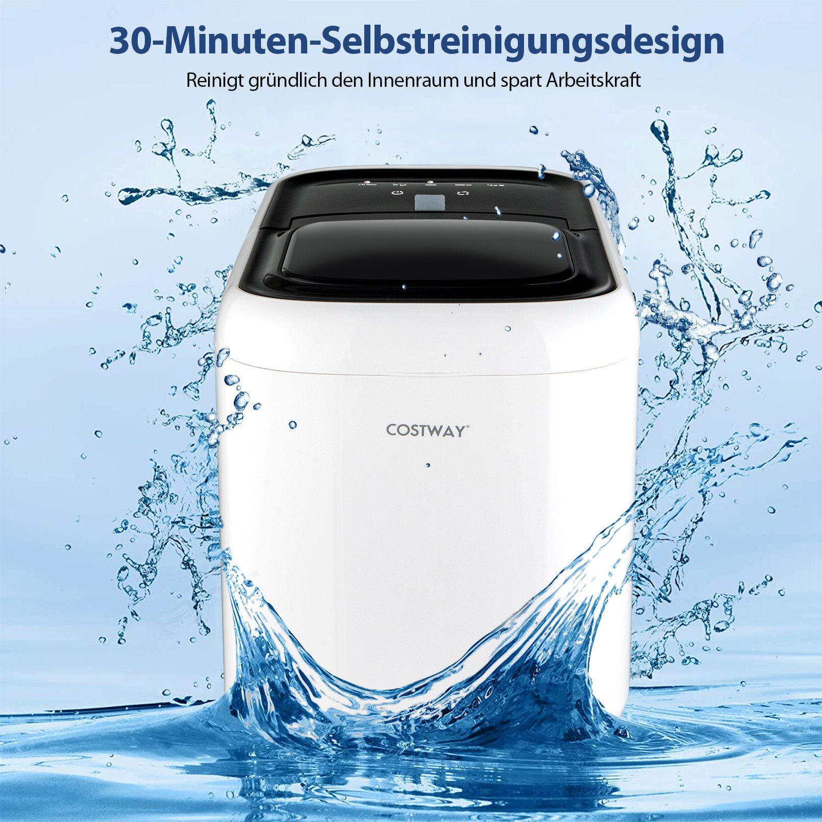 COSTWAY Eiswürfelmaschine, 9 Eiswürfel in 6-8 min, 15kg 24 H, 2L Wassertank