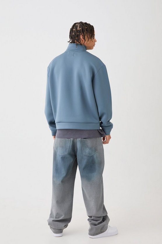 Kastiges Oversize Scuba-Sweatshirt mit Reißverschluss