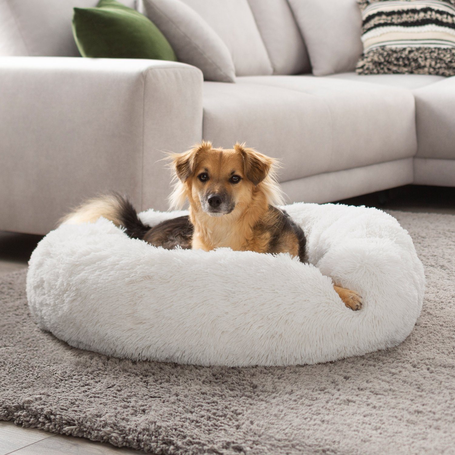 PETSTUFF Tierkissen Hundekissen Hundebett Hundematratze Hundematte, Tierbett, rund, waschbar, flauschig, Farb- und Größenwahl