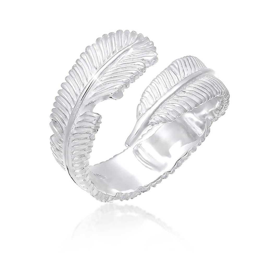 Elli Elli Bague Femmes Enroulement Plume Tendance Boho en Argent Sterling 925 Bague