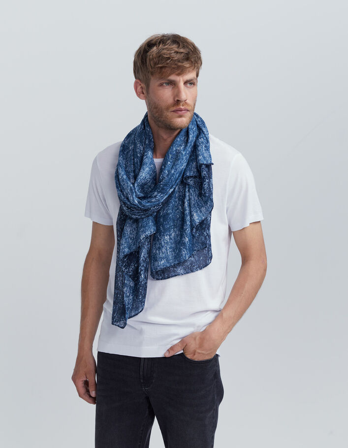 Chèche marine motif faux-uni Homme