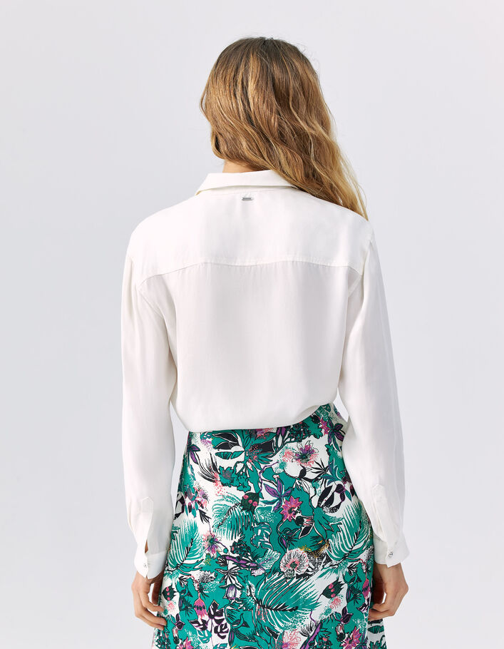 Chemise blanc cassé effet satiné à nouer devant Femme