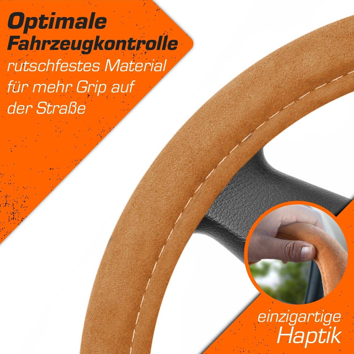 Upgrade4cars Lenkradbezug Alcantara Optik, Ø 37,00 - 39,00 cm, Sportlich-Elegante Wildlederähnliche Struktur