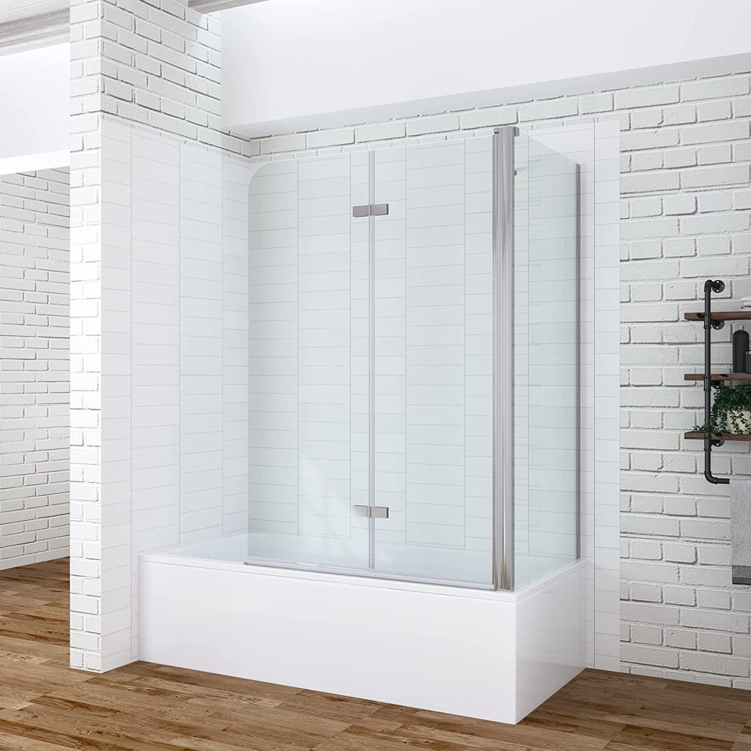 AQUALAVOS Badewannenfaltwand Badewannenaufsatz mit Seitenwand 5mm Nano Glas Duschwand für Badewanne, Einscheiben-Sicherheitsglas (ESG) mit Lotus-Effekt Nanobeschichtung, Falttür Breite: 100/120 cm, Seitenwand Breite: 70/75 cm, Höhe: 140 cm