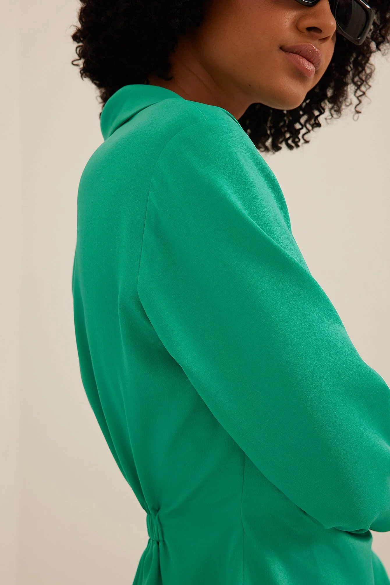 Satin Overlap Pleated Detail Mini Dress