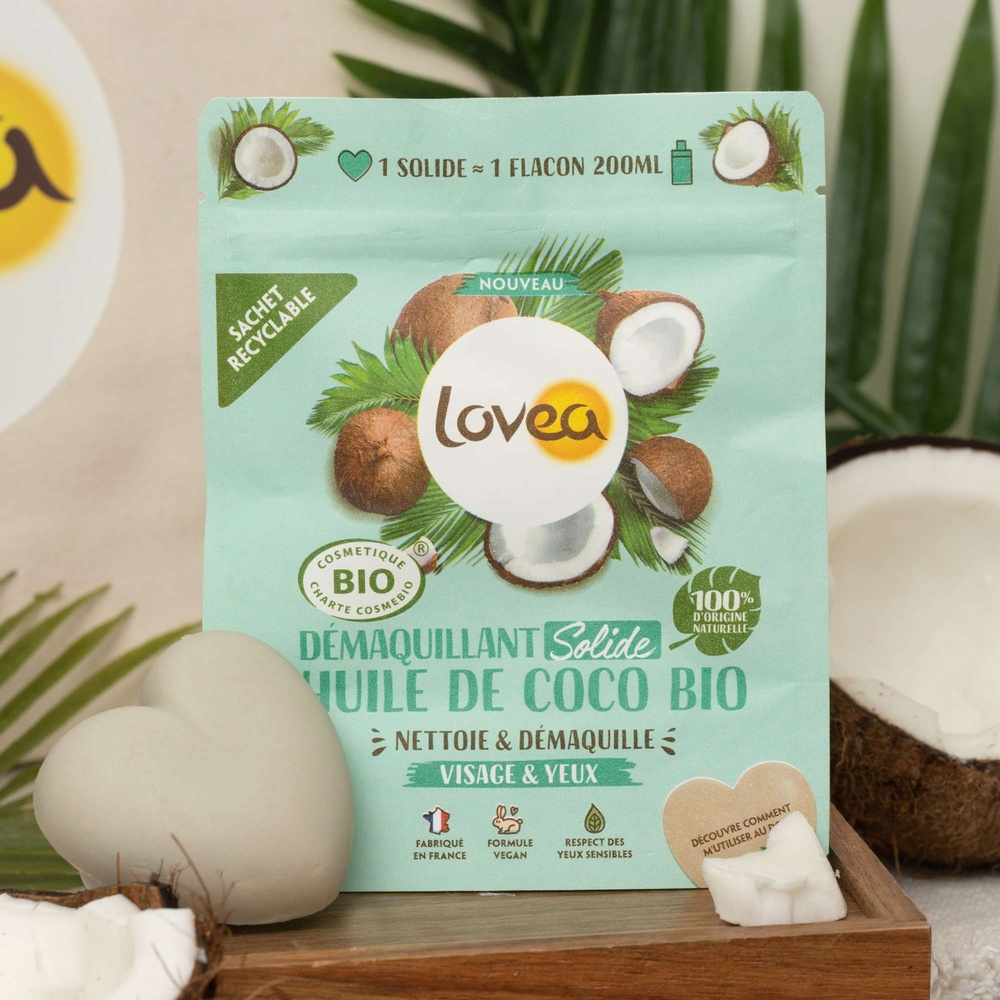 lovea Démaquillant Solide Huile de Coco Bio Certifié BIO Démaquillant Solide - Visage & Yeux Sensibles
