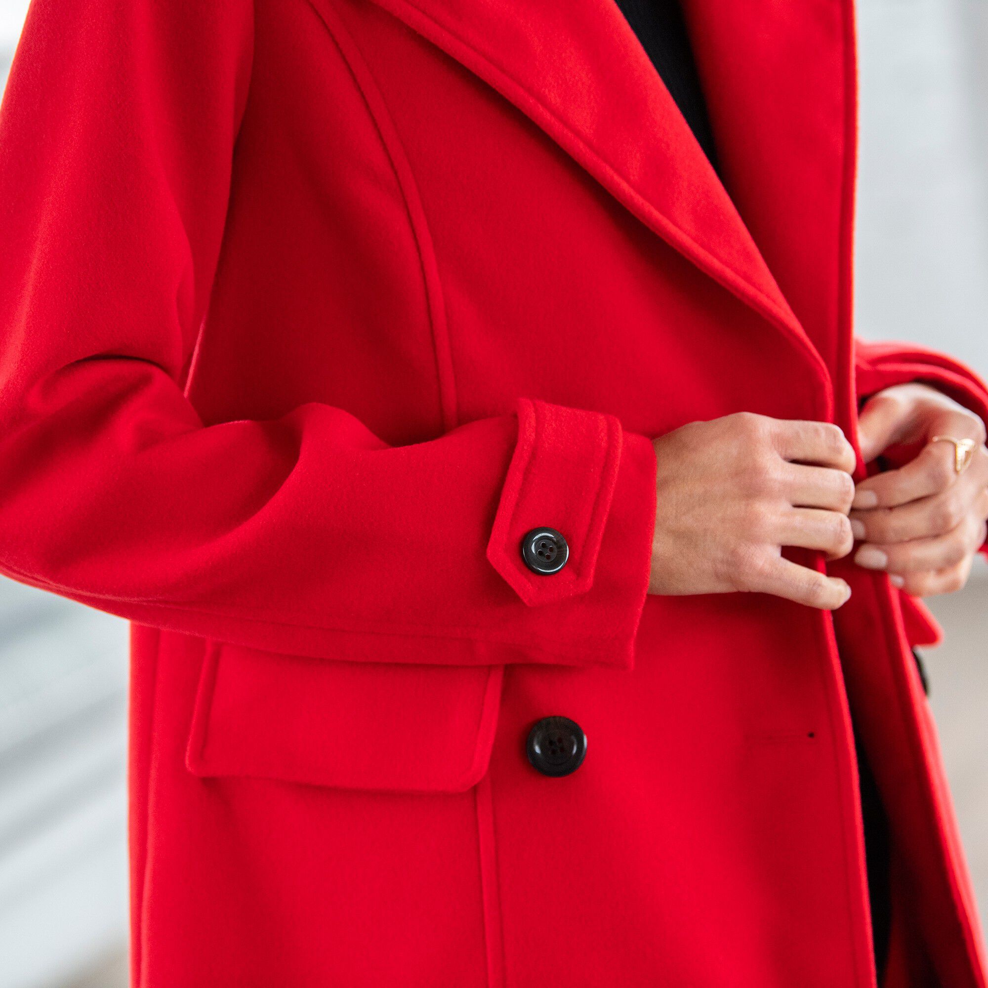 Manteau caban aspect drap de laine