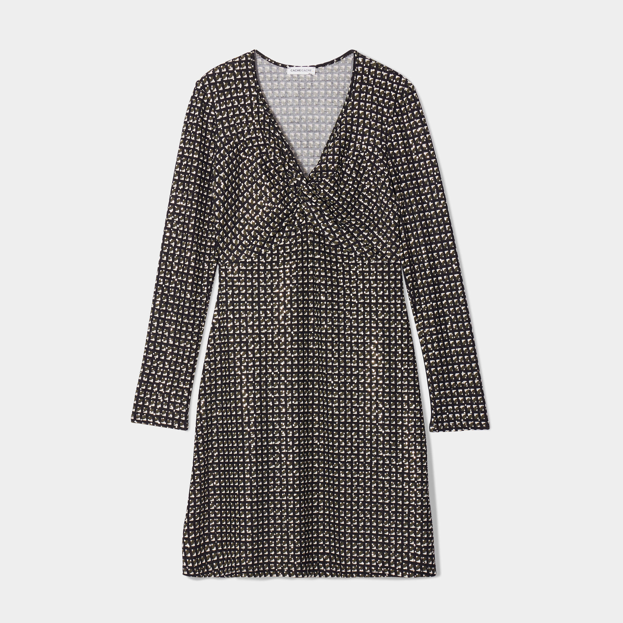 Robe évasée détail twisté noir femme | Cache Cache