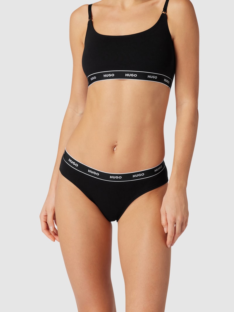 Slip mit Label-Print im 3er-Pack in schwarz