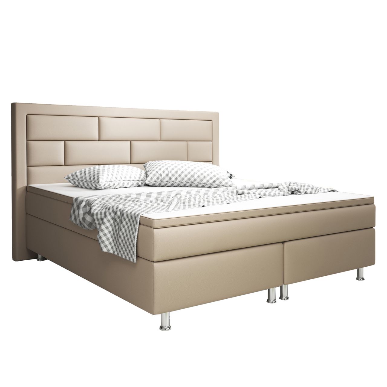 IHG Boxspringbett Nizza 180x200 cm Kunstleder Muddy