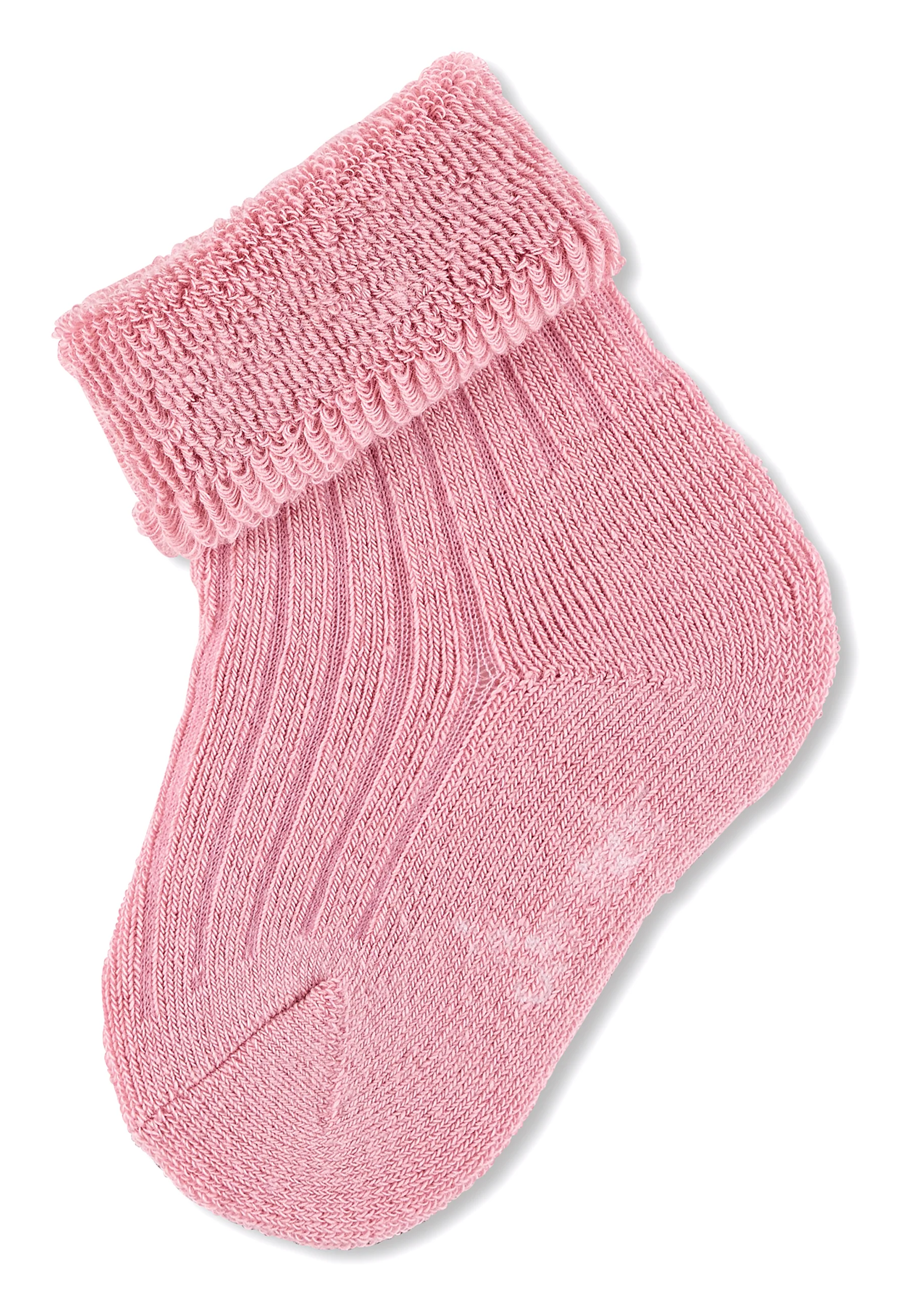 Babysocken uni mit Rippstruktur, Vollplüsch innen