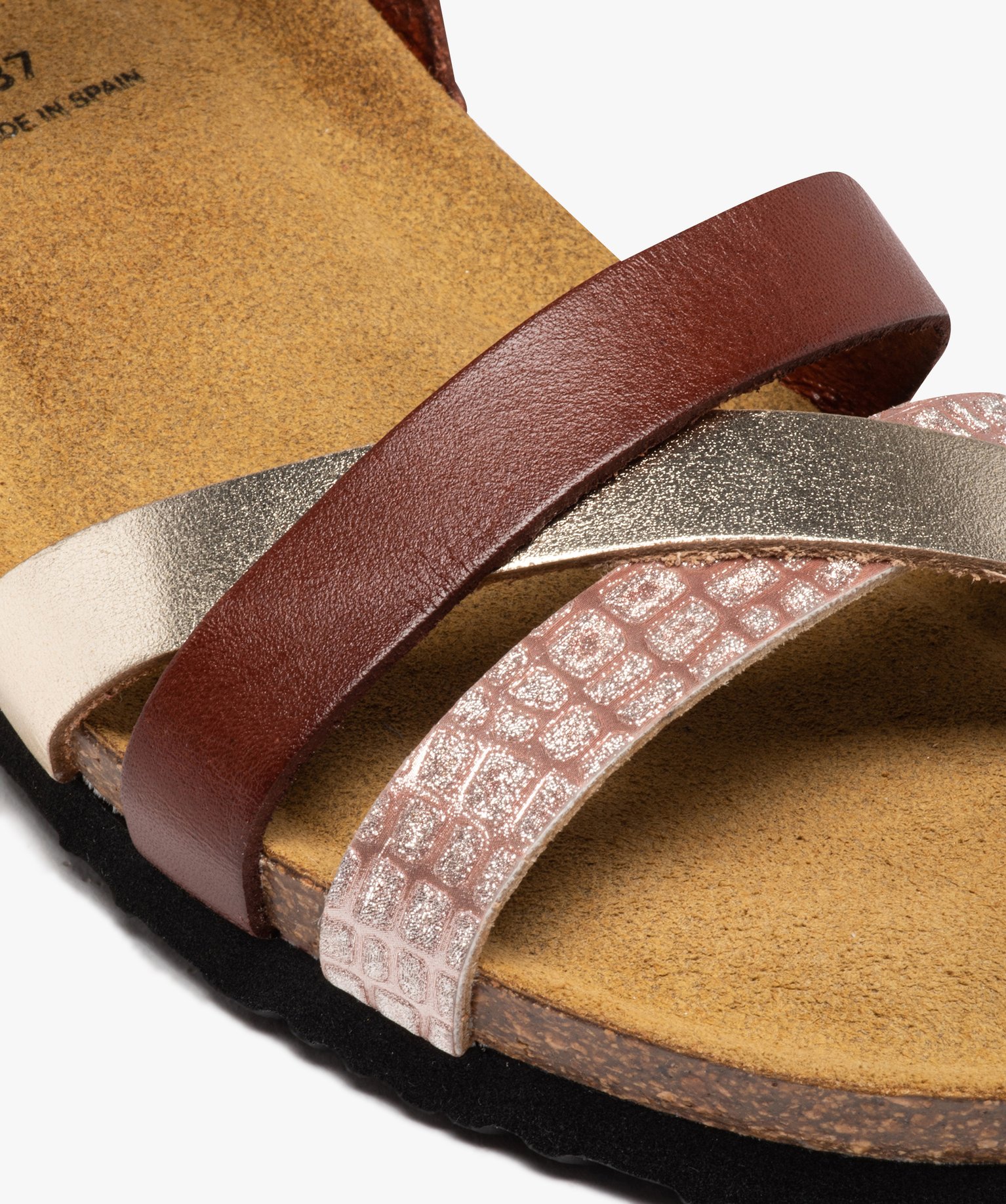 Sandales femme compensées dessus cuir marron | GEMO