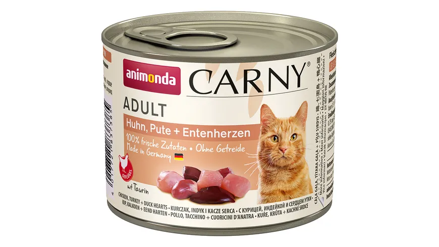 ANIMONDA Katzennassfutter Carny Adult Huhn, Pute + Entenherzen 200 g