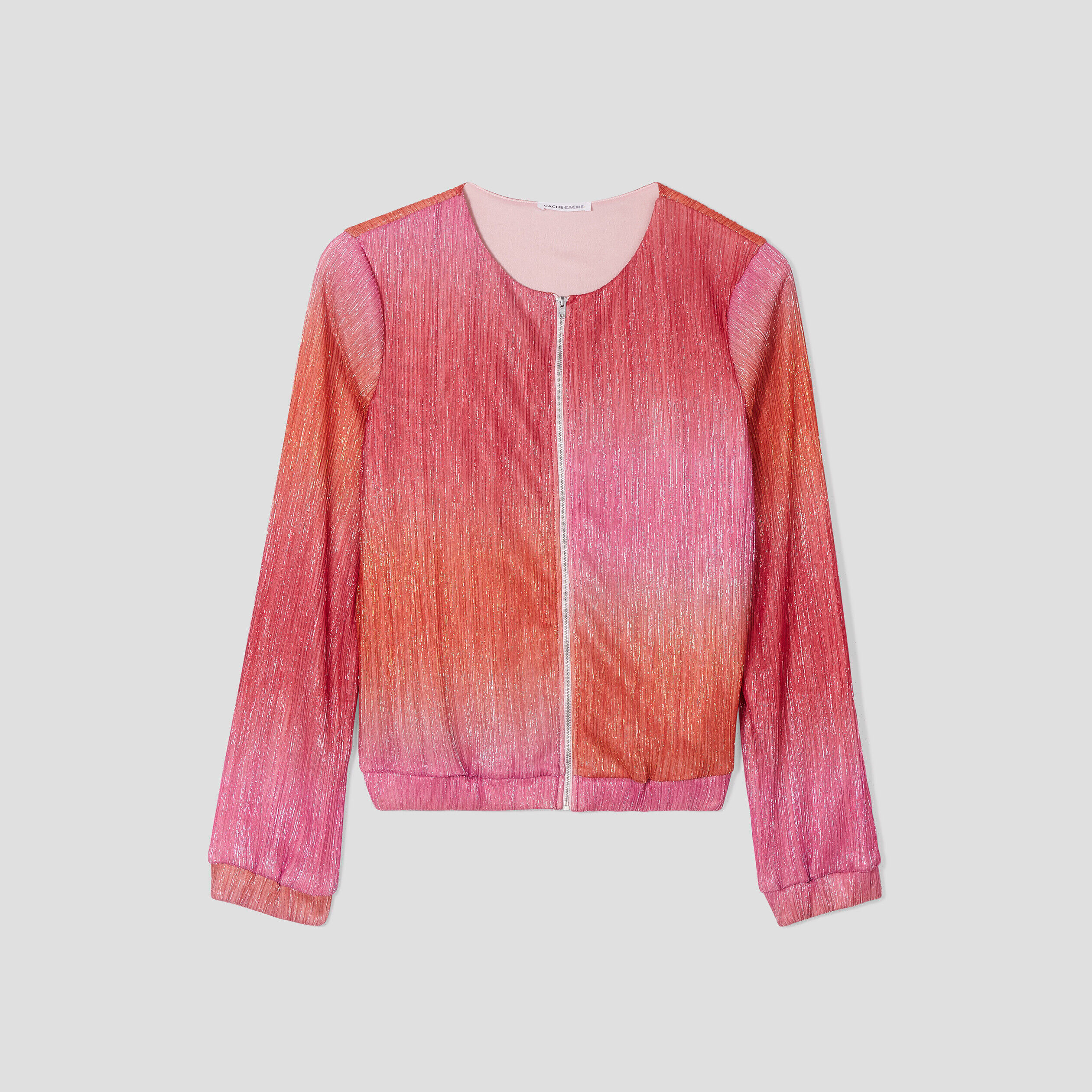 Veste teddy fils métallisés rose femme | Cache Cache