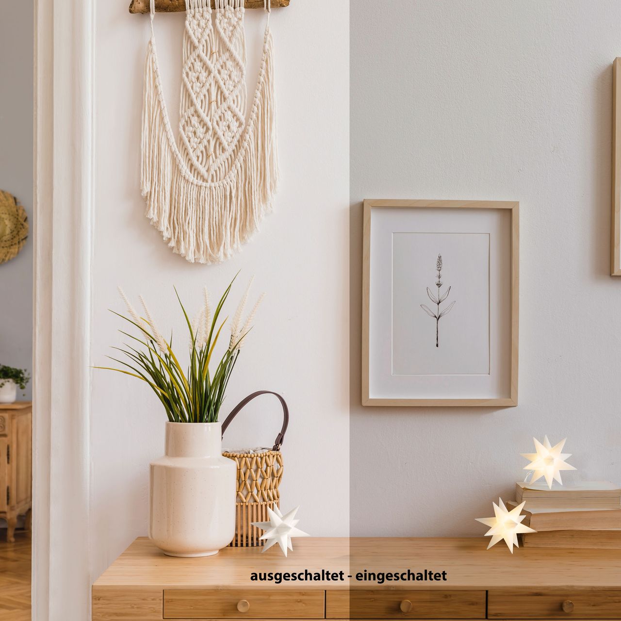 Weles AMARE LED Sterne 3er Kette weiß Durchmesser der Sterne je 15 cm, Länge der Kette 1,5 m (zzgl. 1 m Zuleitung), LED Farbe warmweiß, CE geprüft, für den Innen- und Außenbereich, Timer