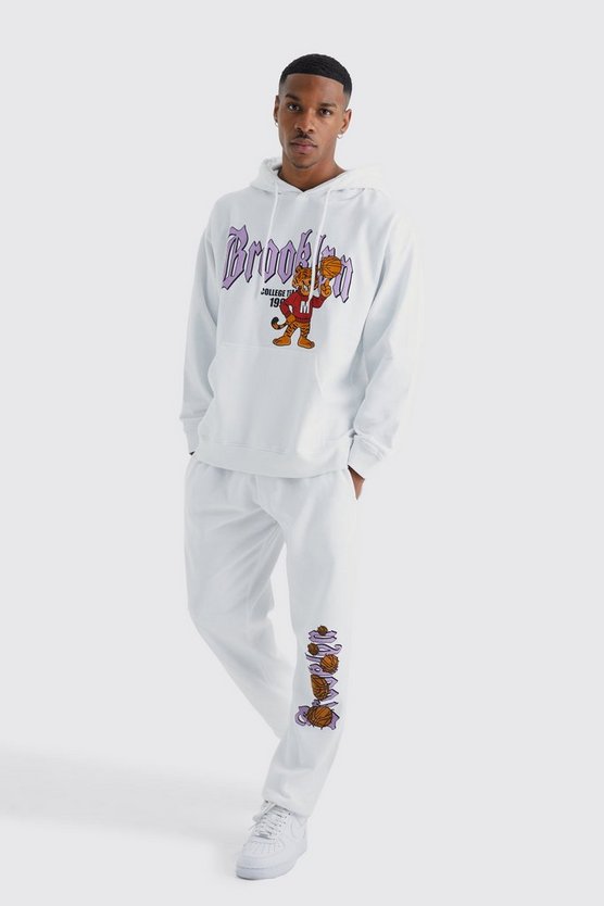 Oversize Trainingsanzug mit Mascot Print und Kapuze