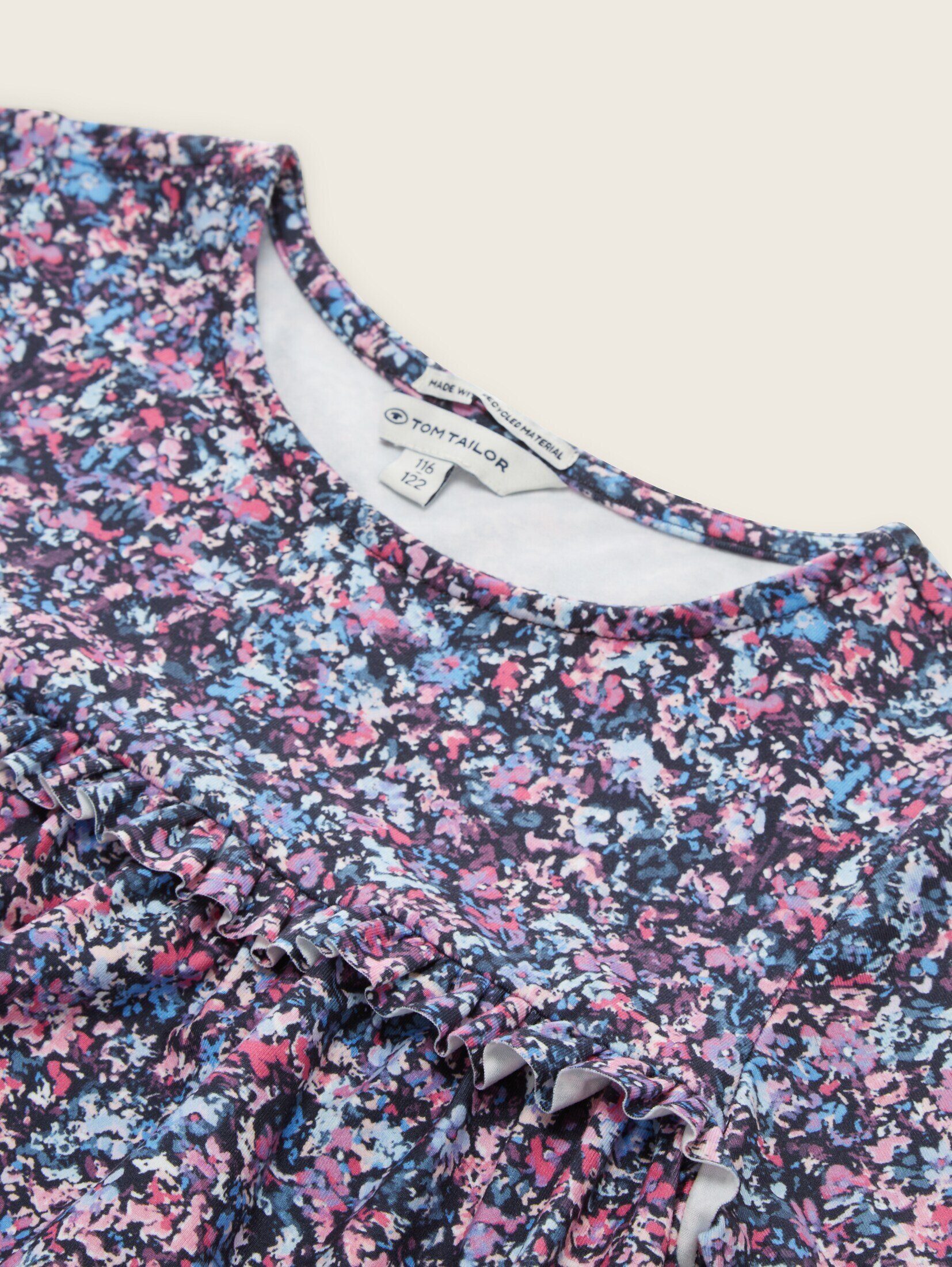 TOM TAILOR Carmenbluse Gemusterte Bluse mit recyceltem Polyester