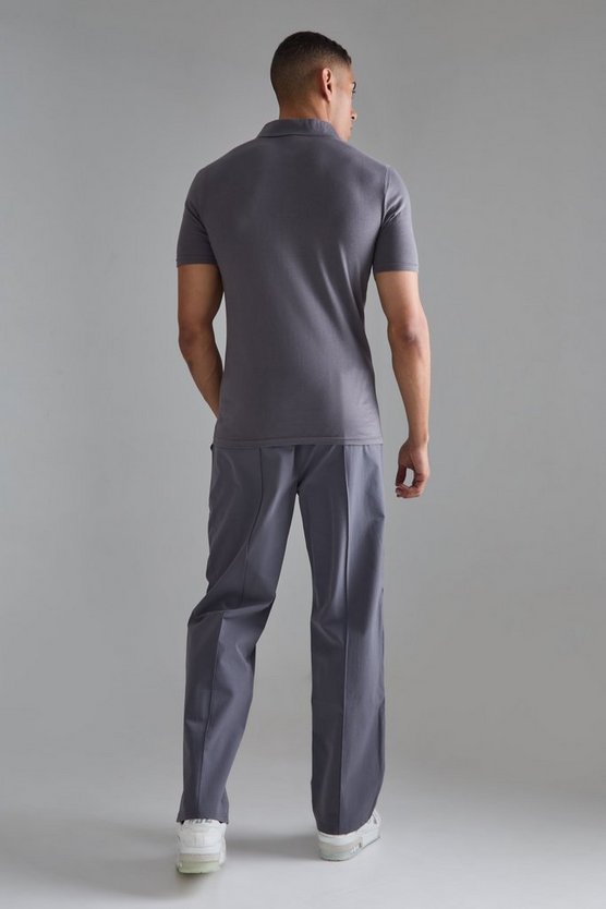 Muscle-Fit Poloshirt mit Reißverschluss
