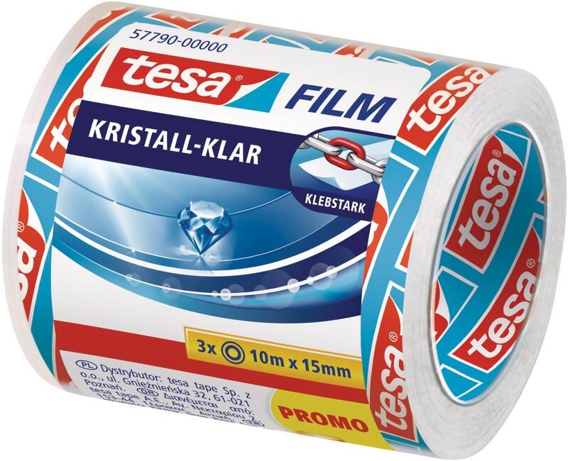 tesa Klebeband tesafilm Kristall-Klar Transparent 15 mm (B) x 10 m (L) Polypropylene (PP) 3 Stück