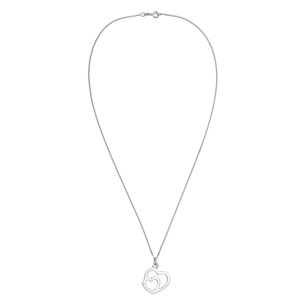 Elli Elli Collier Pendentif Femme Cœur Simple Connecté en Argent massif 925 Bijoux